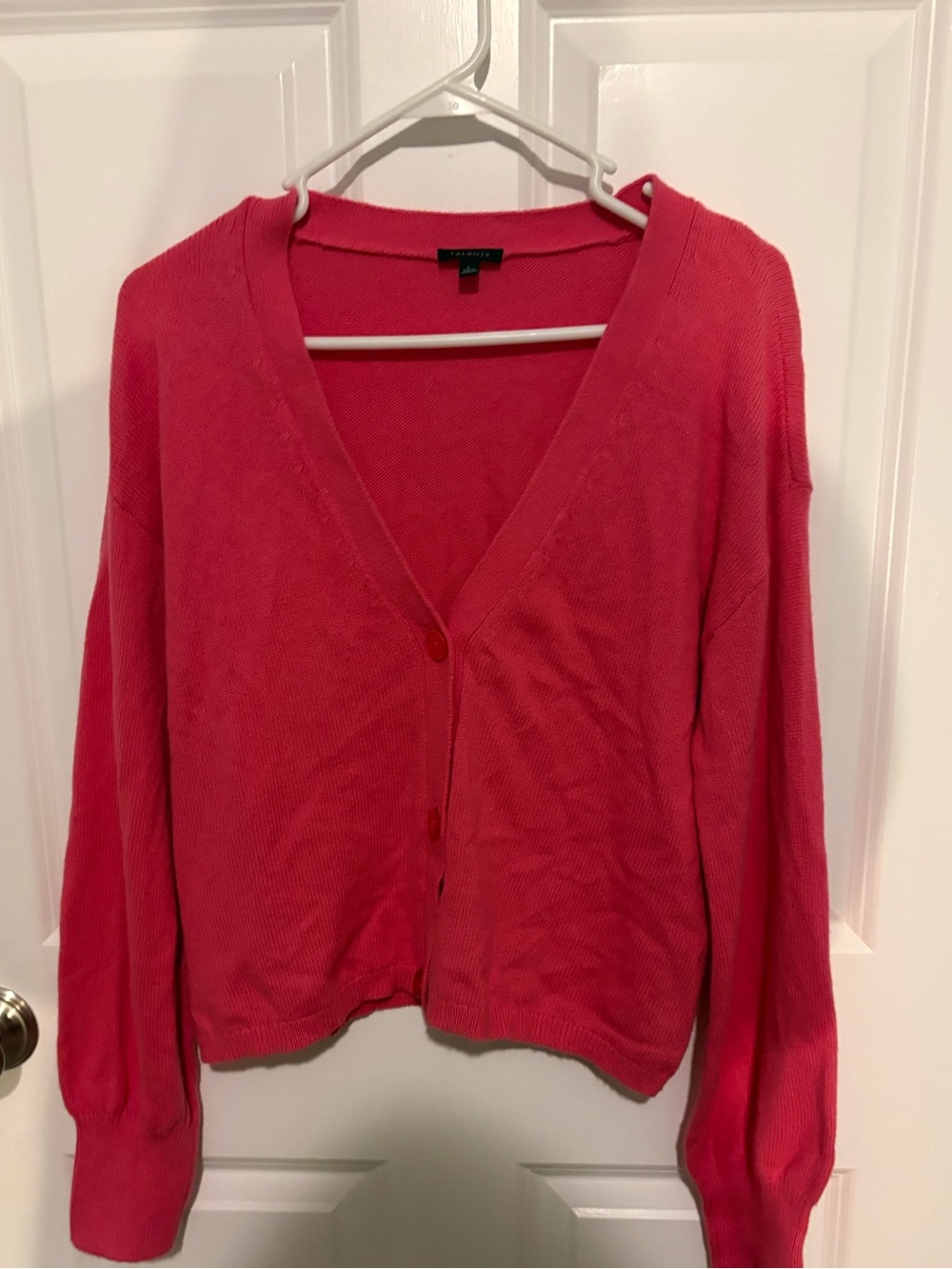 Barbiecore preppy Talbots Vibrant Pink school girl cardigan